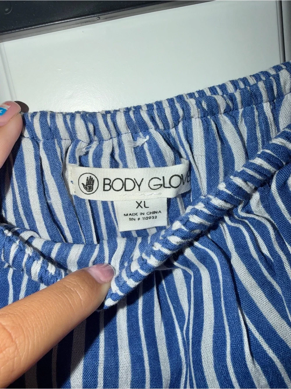 Body Glove Blue and White Striped Strapless Romper